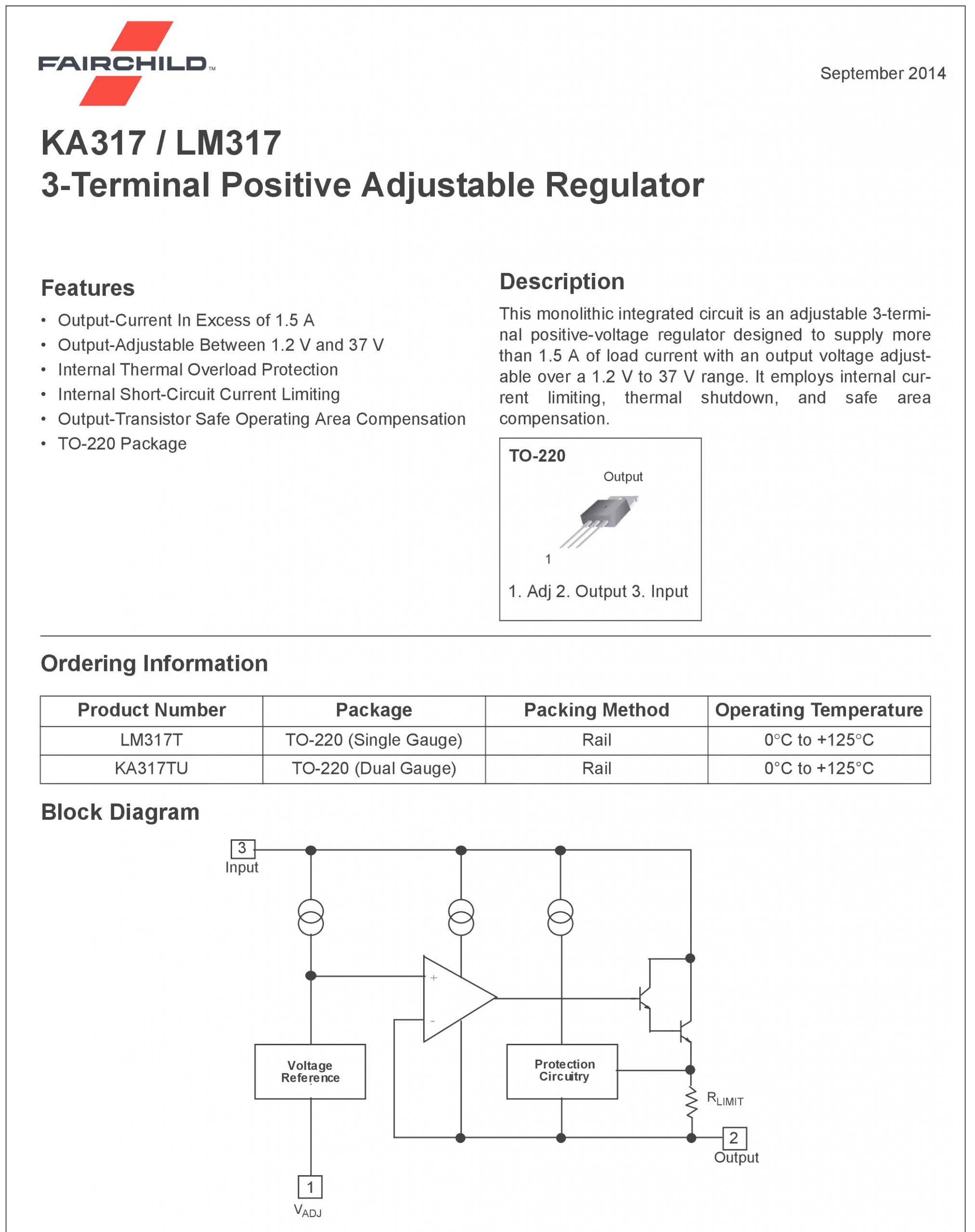 5 x LM317T adjustable voltage regulator 1.2-37V 1.5A TO-220 5