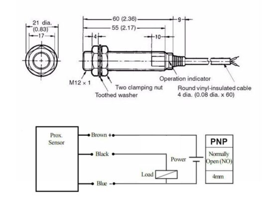 Proximity Sensor LJ12A3-4-Z-BY PNP Output – 4mm Range – 6-36V Power Supply 6