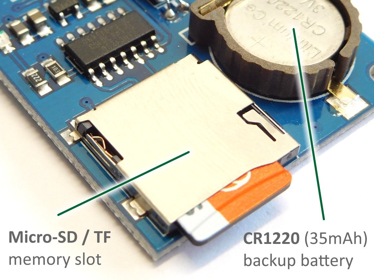 Mini Data Logger DS1307, Micro SD, Backup Battery, I2C, SPI 8