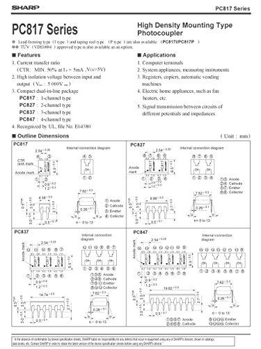 10 pcs PC817C Optocoupler Photocoupler, DIP-4, 20mA, CTR: 200-400 5