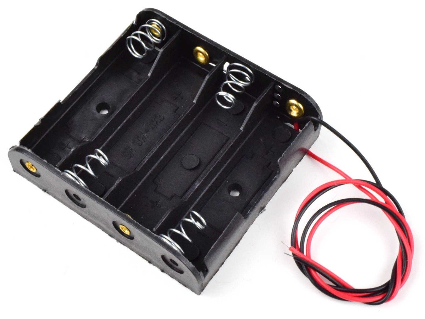 Battery Box Holder for 4x AA 1.5V Batteries, 25cm wires, open ends 7