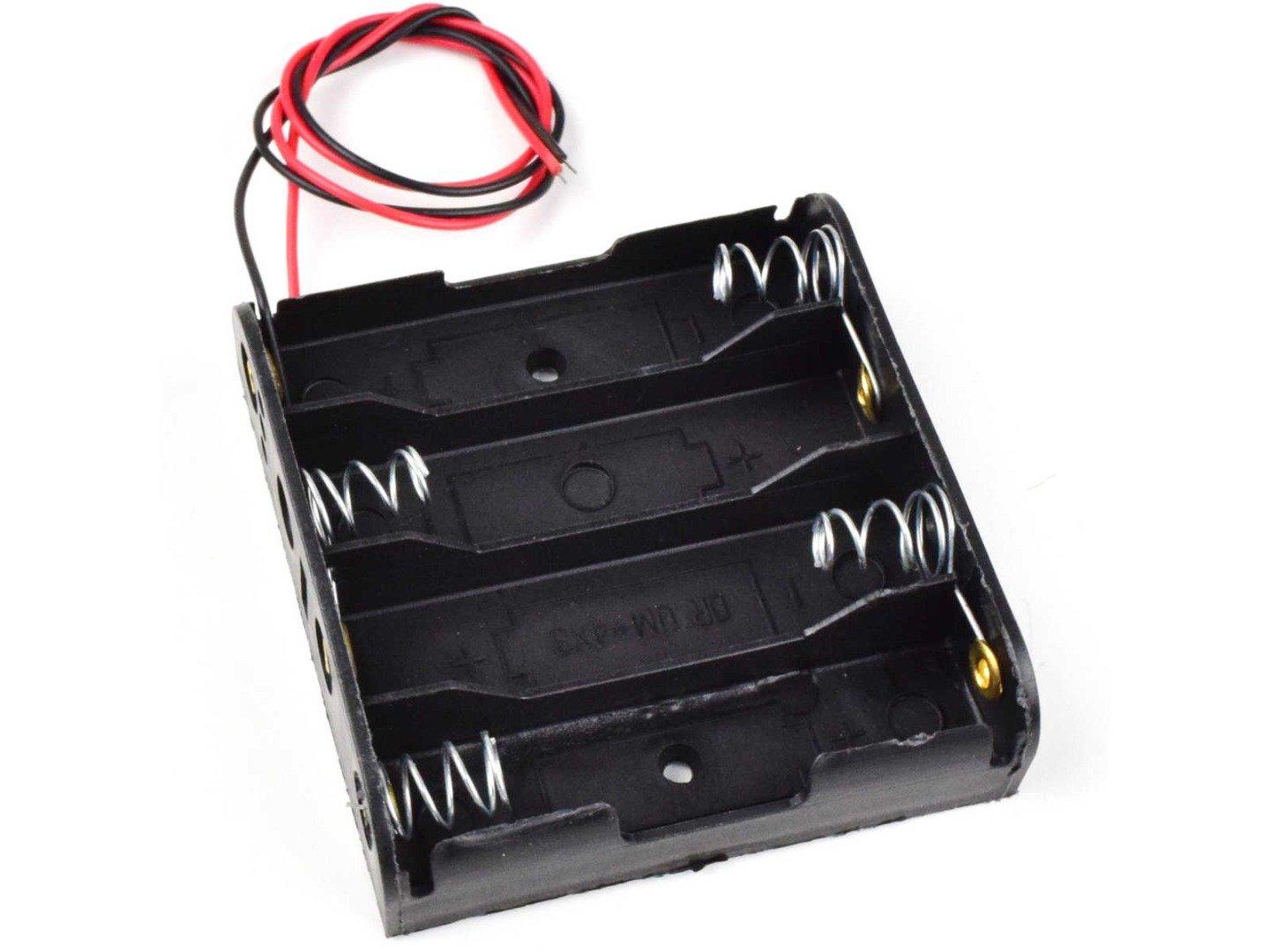 Battery Box Holder for 4x AA 1.5V Batteries, 25cm wires, open ends 10