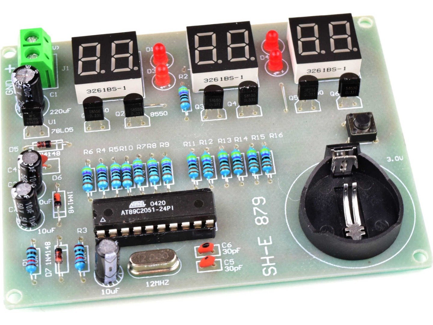 Digital LED Clock 6-Digit, DIY kit based on AT89C2051 8