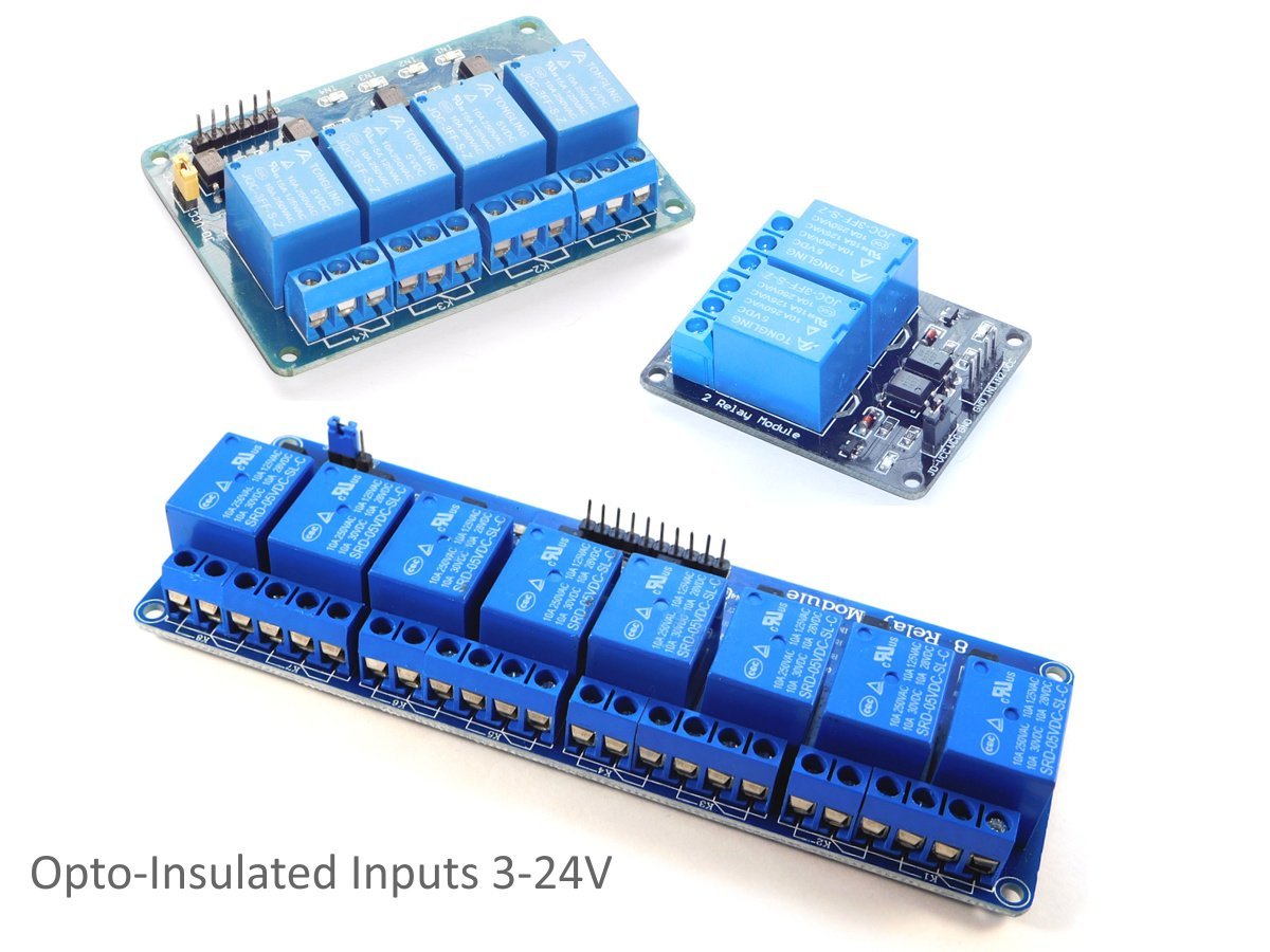 2 Relay Board 10A / 250V – Opto-Insulated Inputs 3-24V for Arduino etc. 10