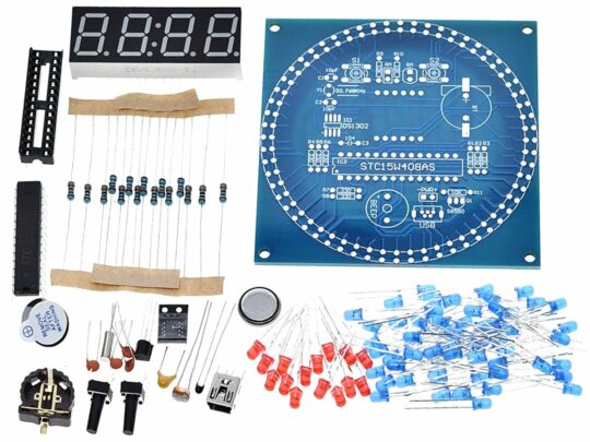 LED Clock Electronics Kit – DS1302 RTC – Alarm Temperature Date Time – 13 Effects 7