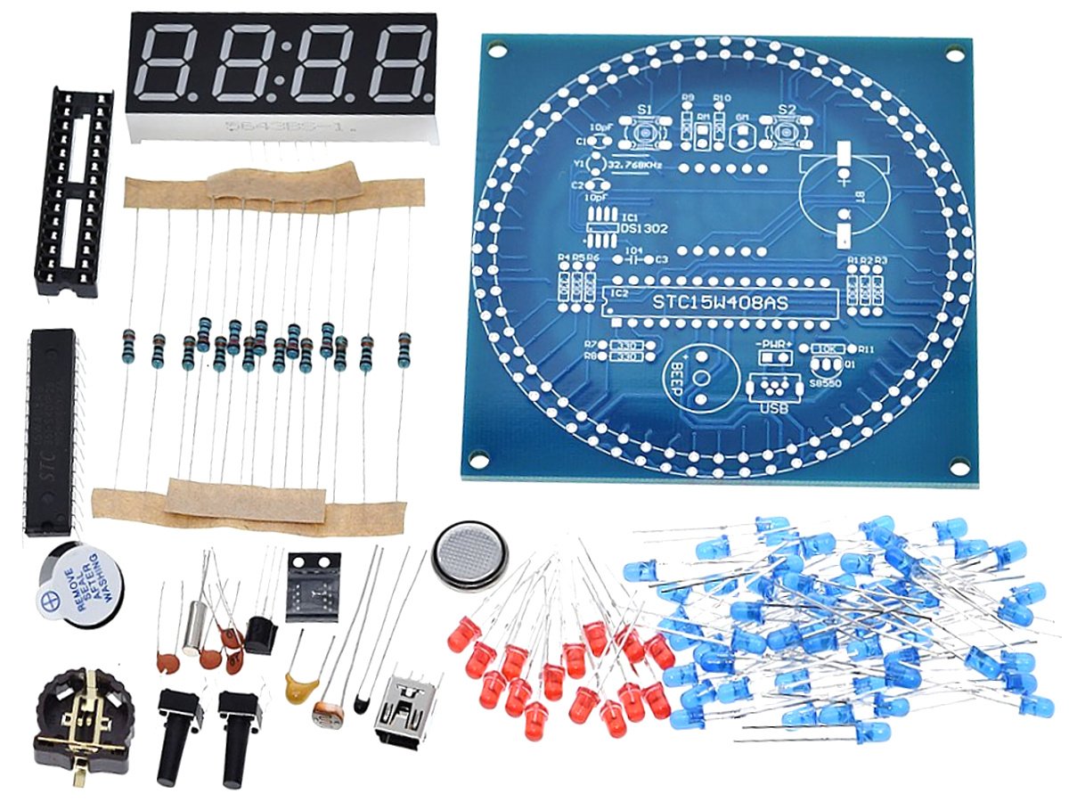 LED Clock Electronics Kit – Alarm Temperature Date Time – 13 Effects 7