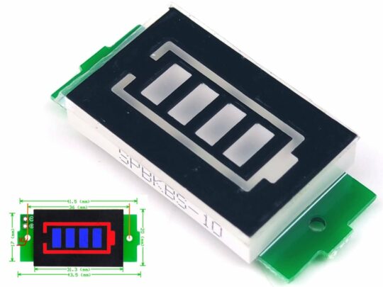 Lithium Battery Gauge LED for 1-8 cells in series – GREEN LED display 7