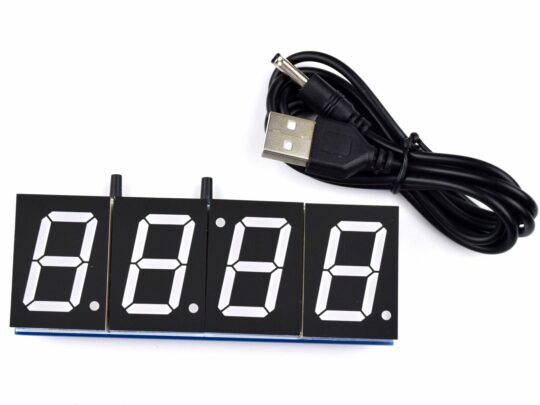 4 Digit 1 Inch Clock DIY Soldering Kit – with Alarm – Temperature – Night Dimming