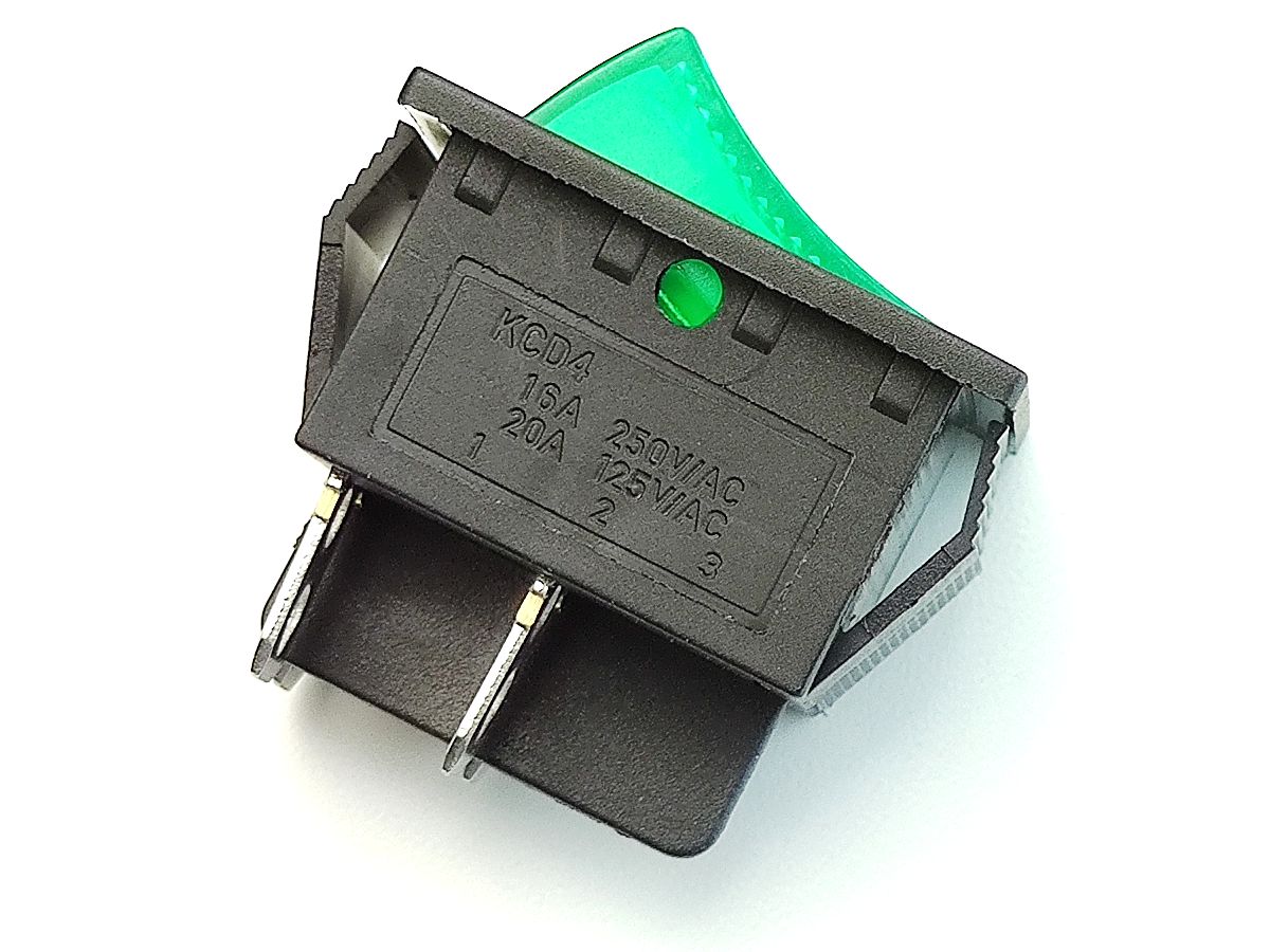 Rocker switch 20A 2-Phases (green) 5