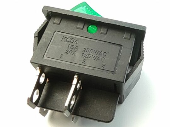 Rocker switch ON-OFF 2-phase 20A 125VAC (green)