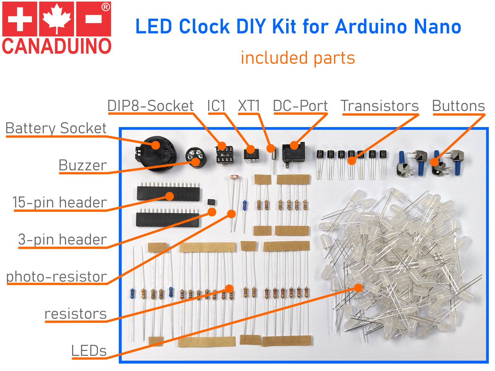 Arduino Nano LED Clock parts